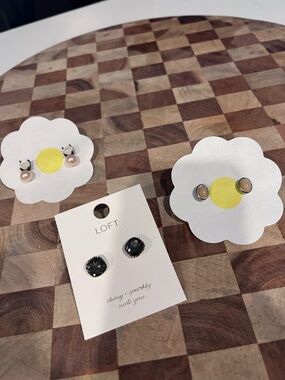 LOFT - Earrings Smokey Topaz, Pink and Nude Stud Earring Trio
